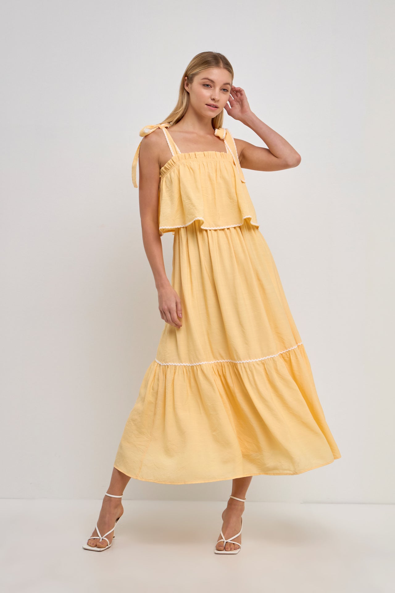 Midi Dress with Tied Shoulder Strap