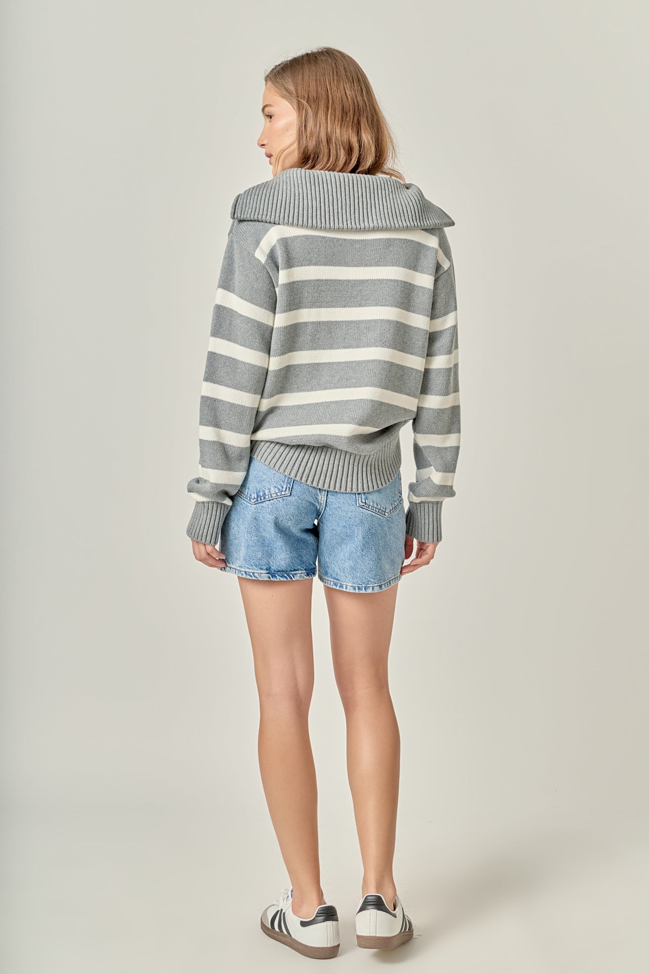 ENGLISH FACTORY - Striped Knit Zip Pullover - SWEATERS & KNITS available at Objectrare