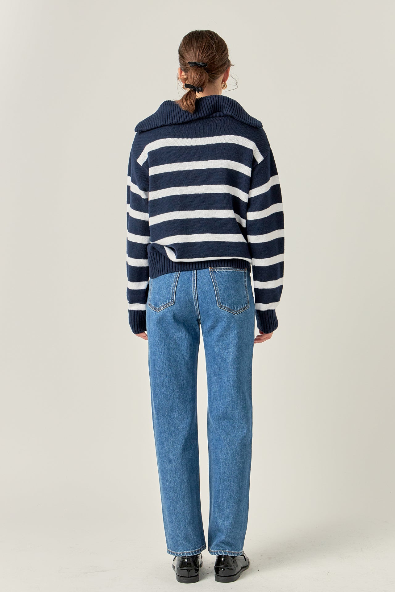ENGLISH FACTORY - Striped Knit Zip Pullover - SWEATERS & KNITS available at Objectrare