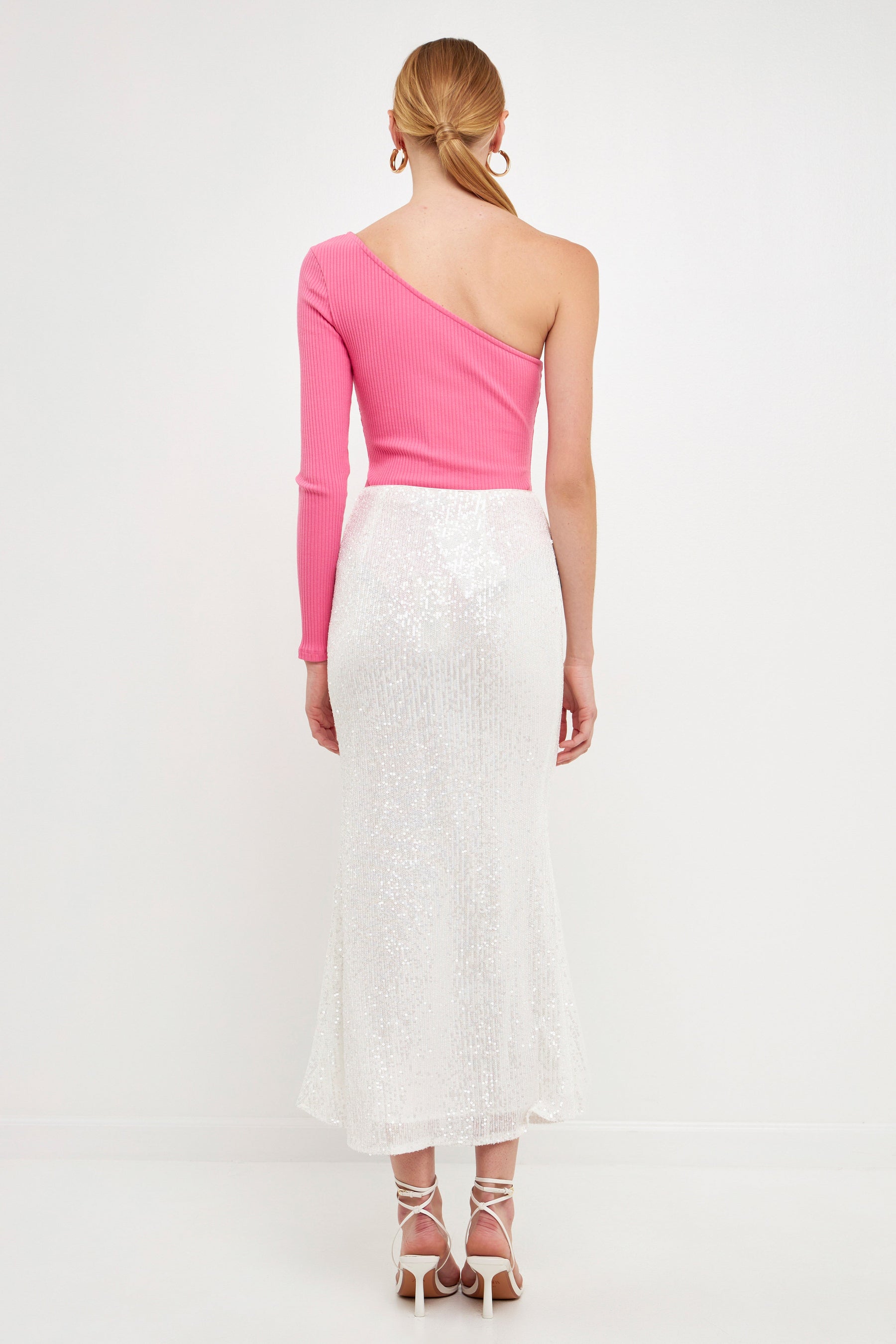 ENDLESS ROSE - One Shoulder Ribbed Knit Bodysuit - TOPS available at Objectrare