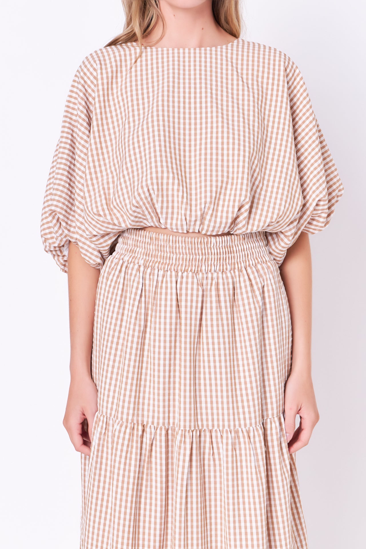 Check Tiered Maxi Skirt