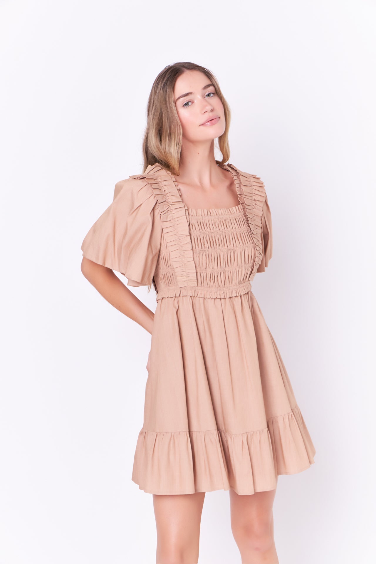 Mini Dress with Puff Sleeves
