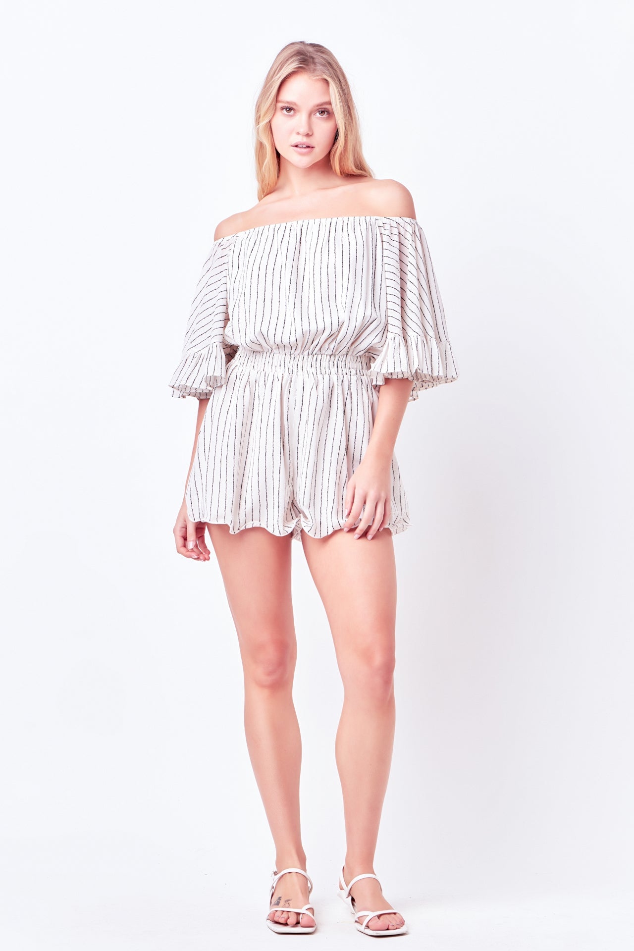FREE THE ROSES - Flowy Stripe Romper - ROMPERS available at Objectrare