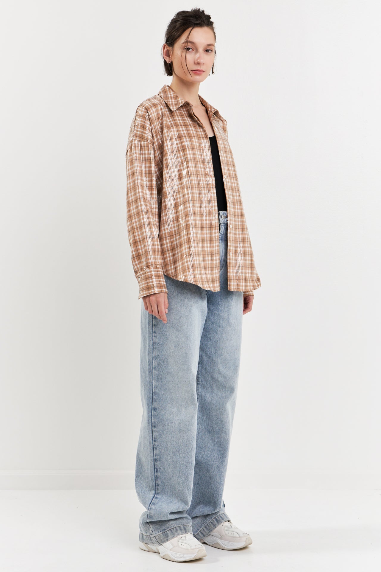 GREY LAB - Plaid Sequin Shirts - TOPS available at Objectrare