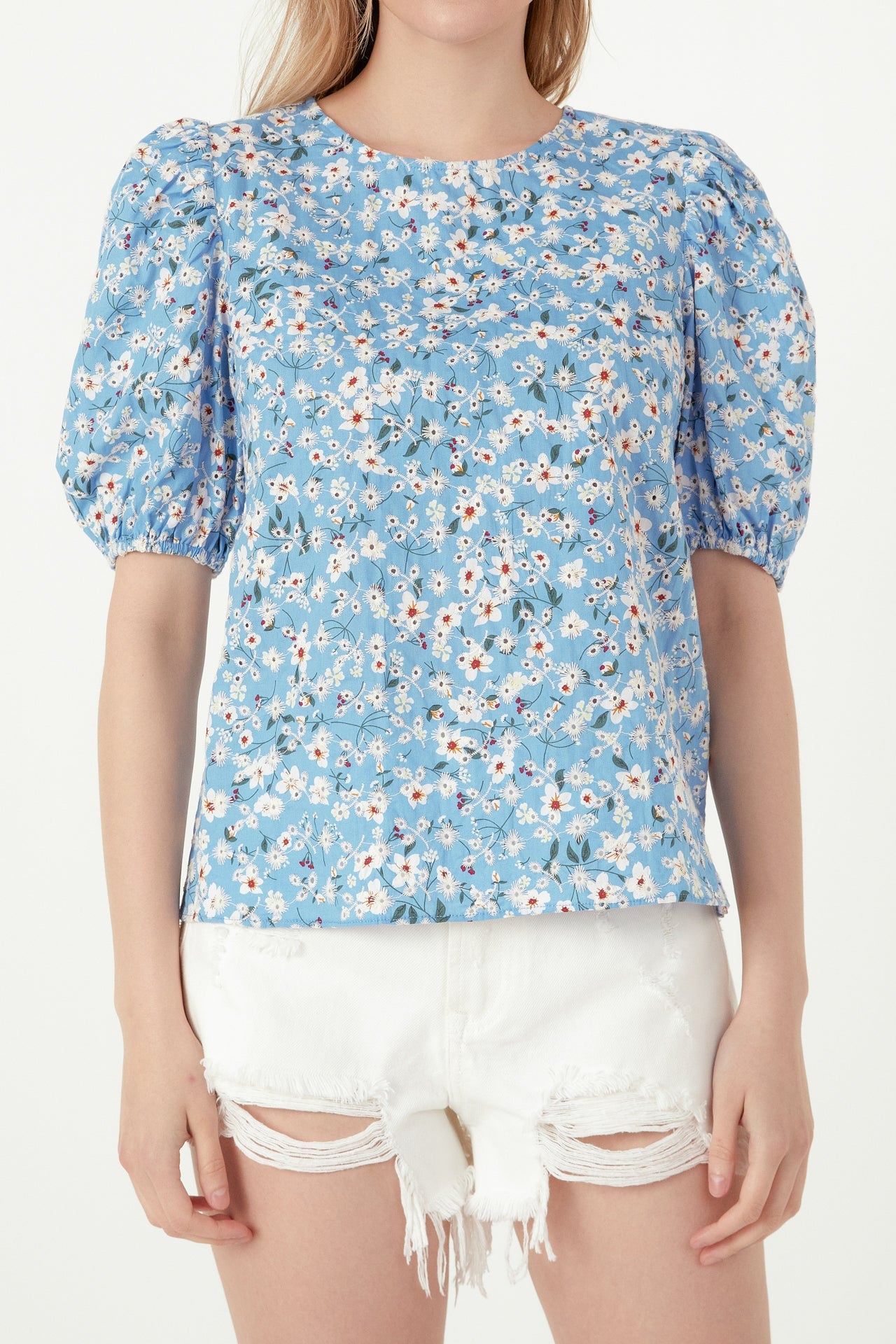FREE THE ROSES - Floral Embroidered Top with Puff Sleeves - TOPS available at Objectrare