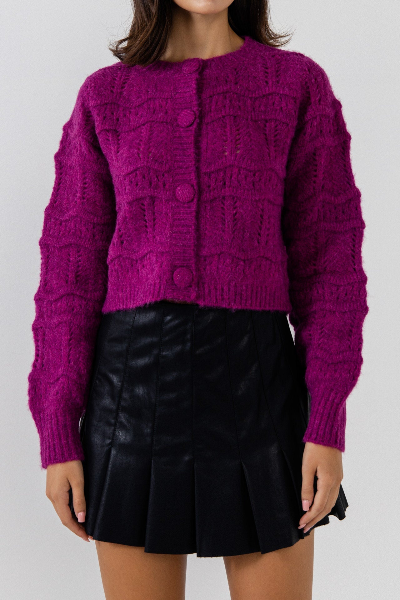 ENDLESS ROSE - Knitted Cardigan with Cover buttons - SWEATERS & KNITS available at Objectrare