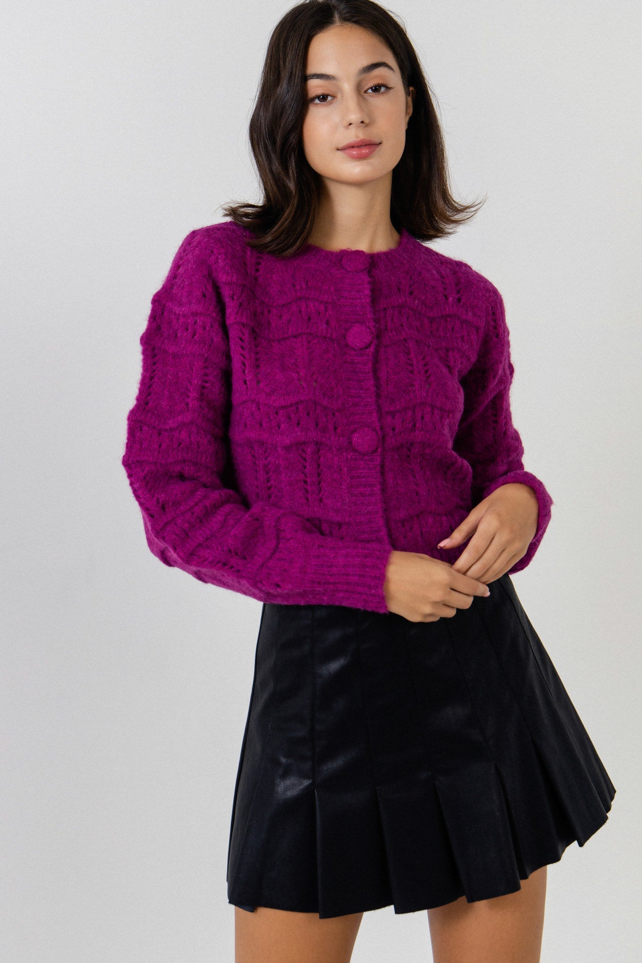 ENDLESS ROSE - Knitted Cardigan with Cover buttons - SWEATERS & KNITS available at Objectrare