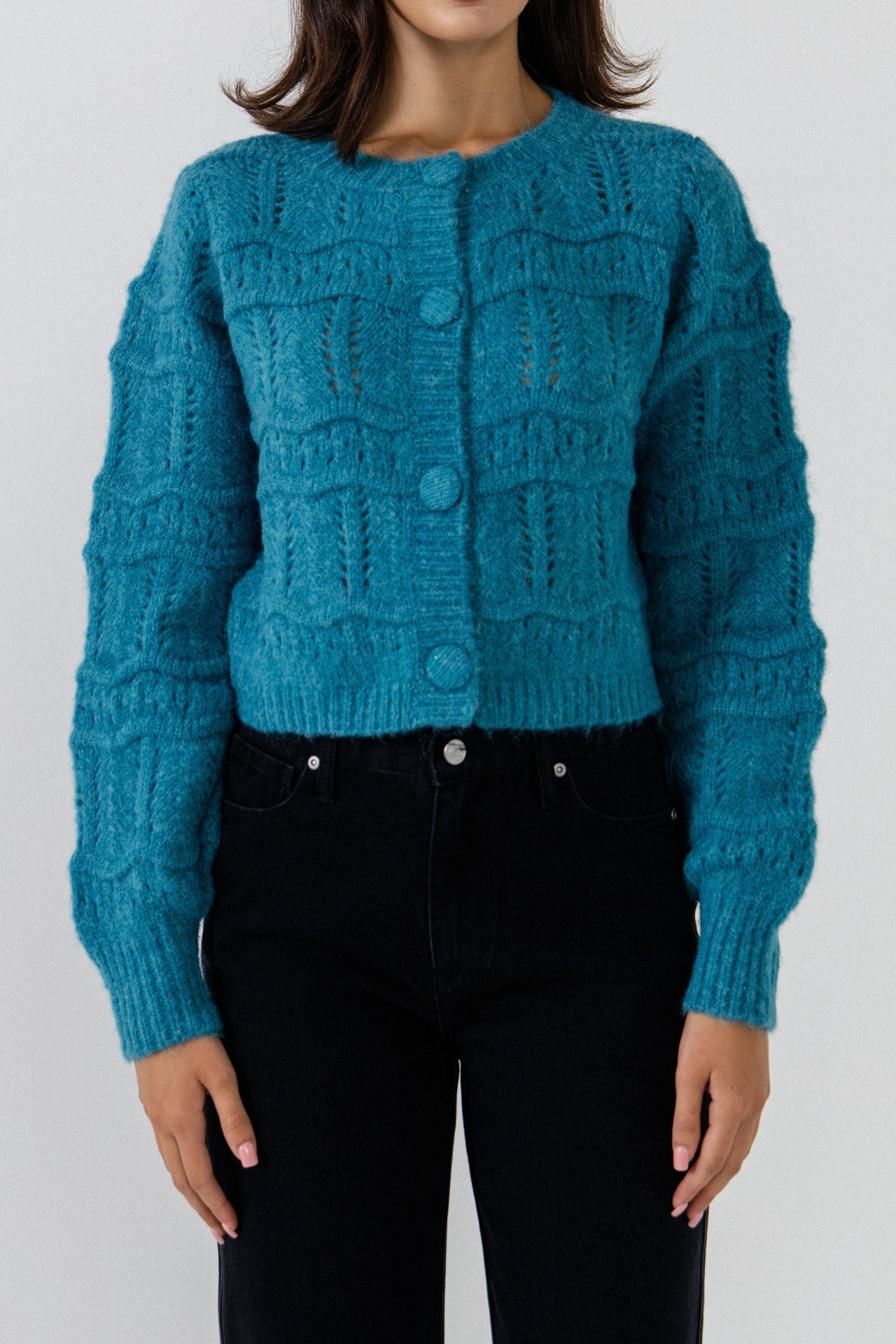 ENDLESS ROSE - Knitted Cardigan with Cover buttons - SWEATERS & KNITS available at Objectrare