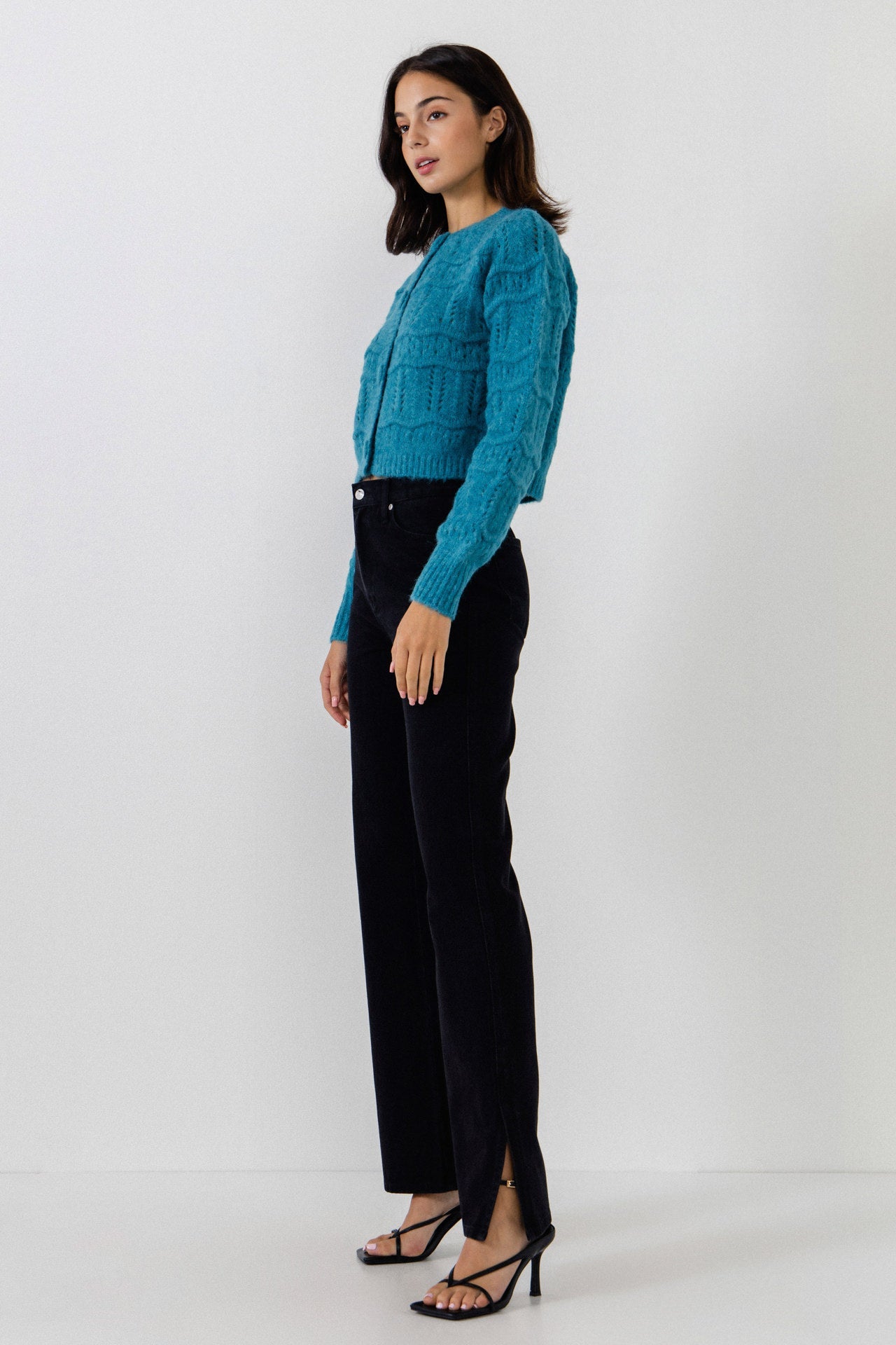 ENDLESS ROSE - Knitted Cardigan with Cover buttons - SWEATERS & KNITS available at Objectrare