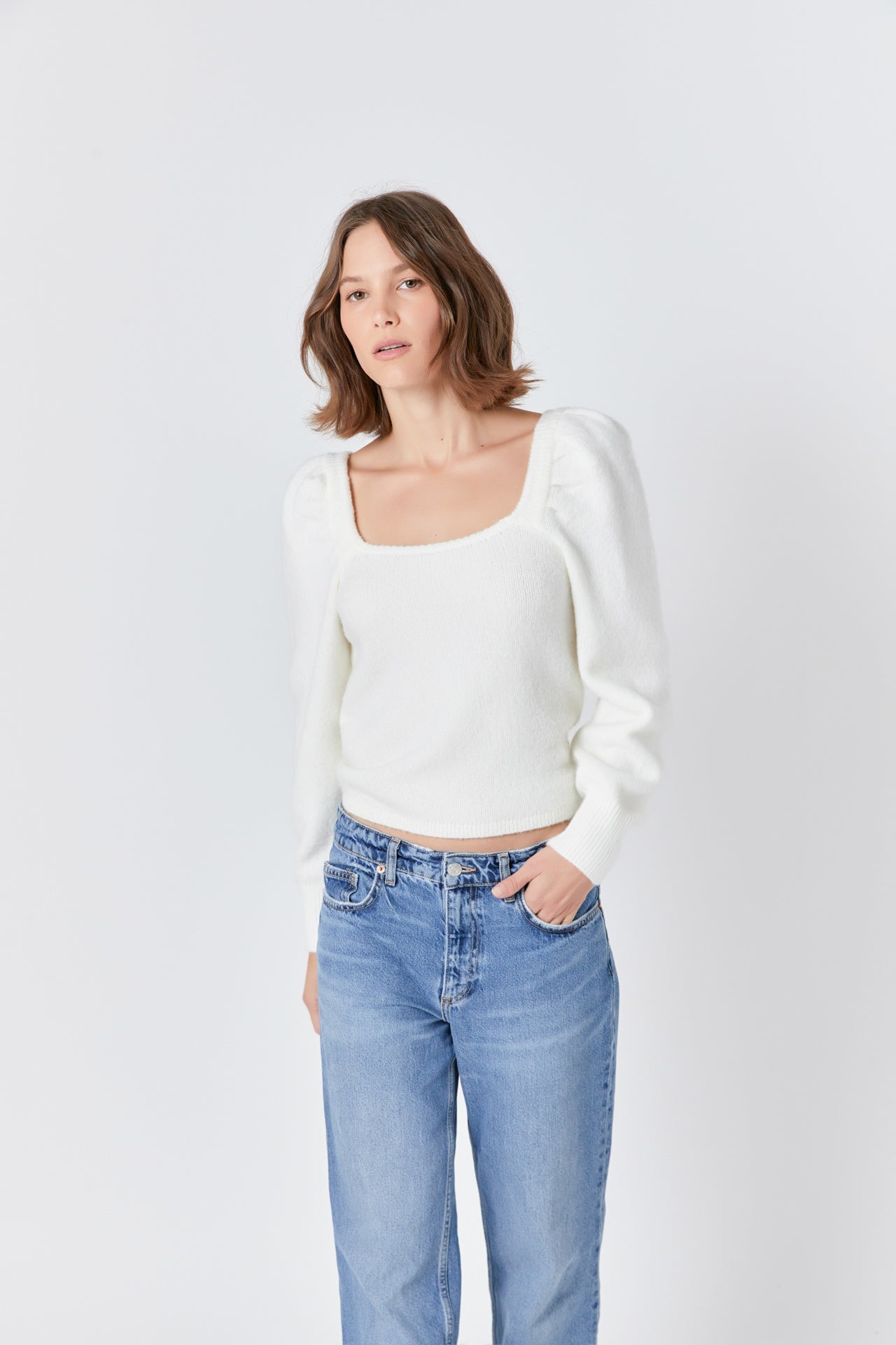 ENDLESS ROSE - Puff Sleeve Sweater - SWEATERS & KNITS available at Objectrare