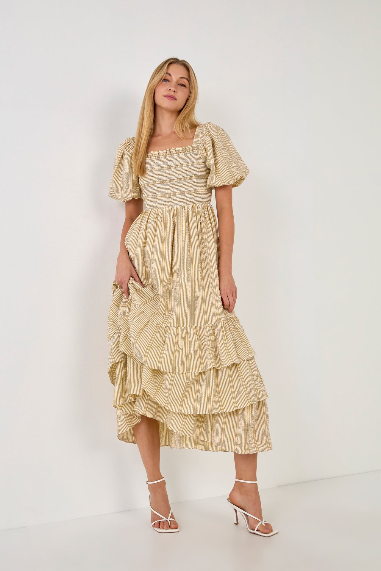 FREE THE ROSES - Striped Maxi Dress with Ruffles - DRESSES available at Objectrare