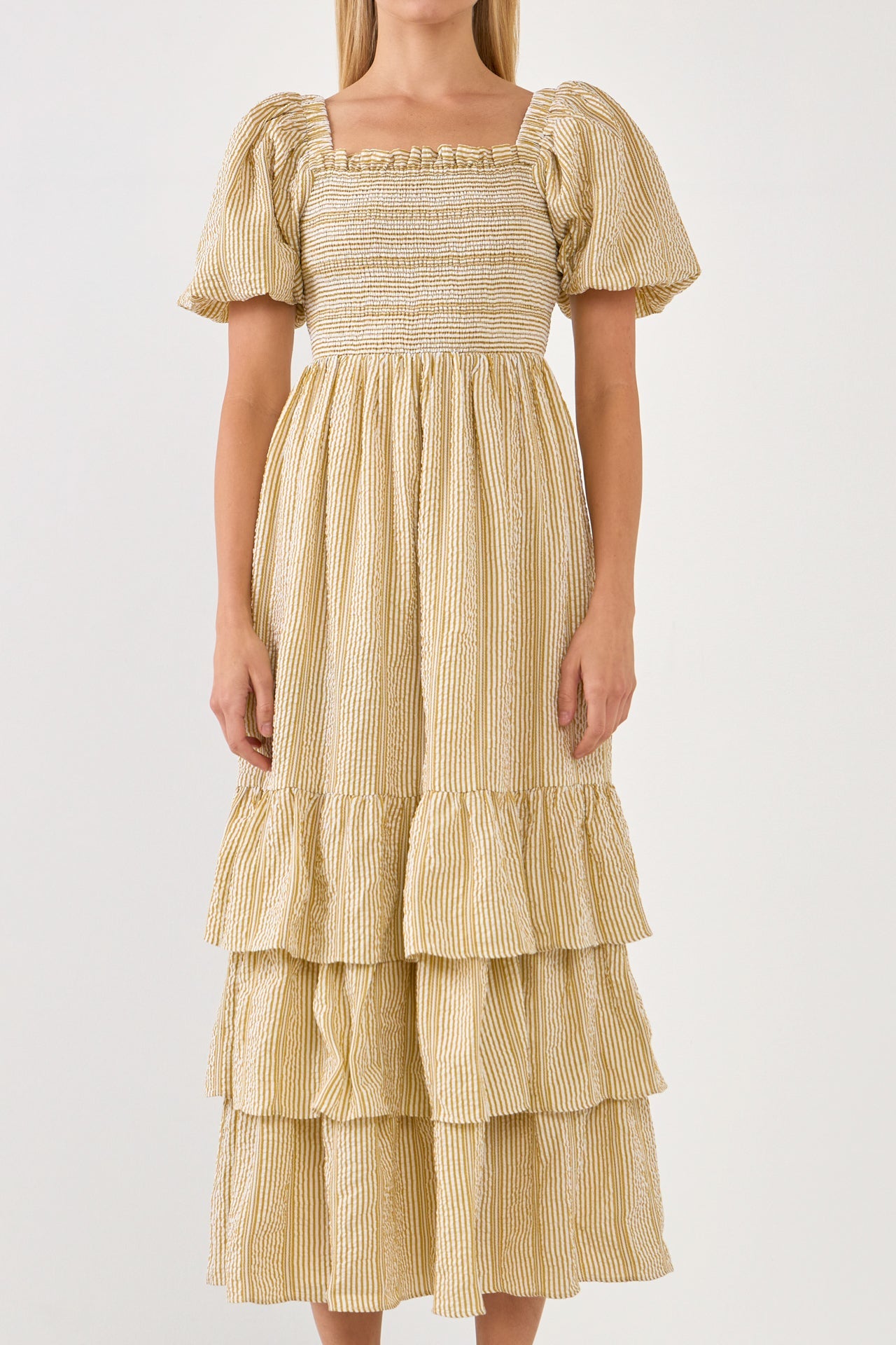 FREE THE ROSES - Striped Maxi Dress with Ruffles - DRESSES available at Objectrare
