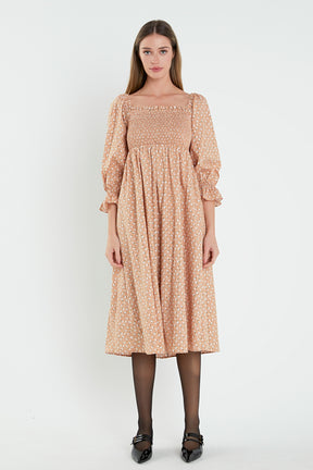 ENGLISH FACTORY - Floral Smocked Midi Dress - DRESSES available at Objectrare