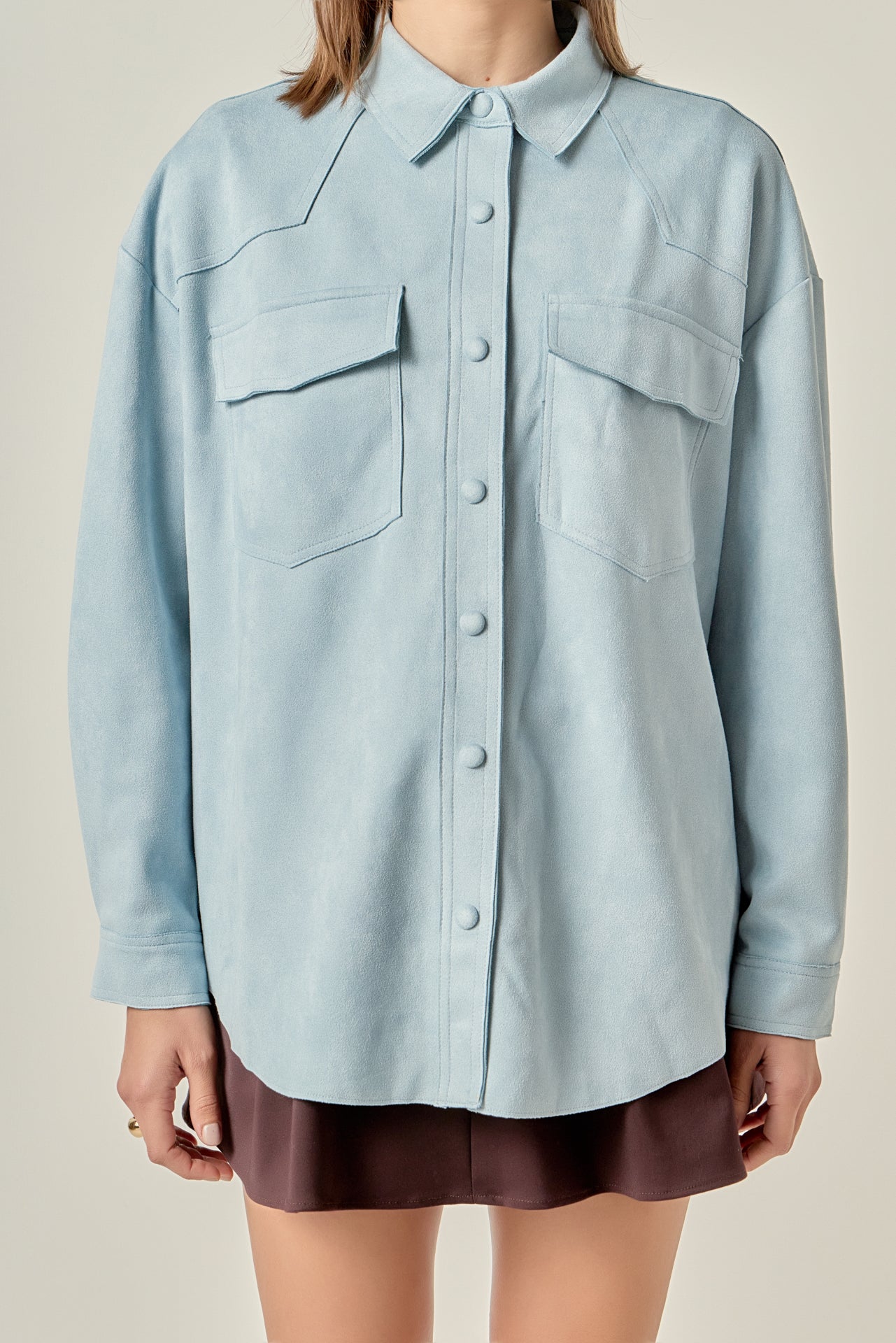 ENGLISH FACTORY - Faux Suede Oversized Shirts - BLOUSES available at Objectrare