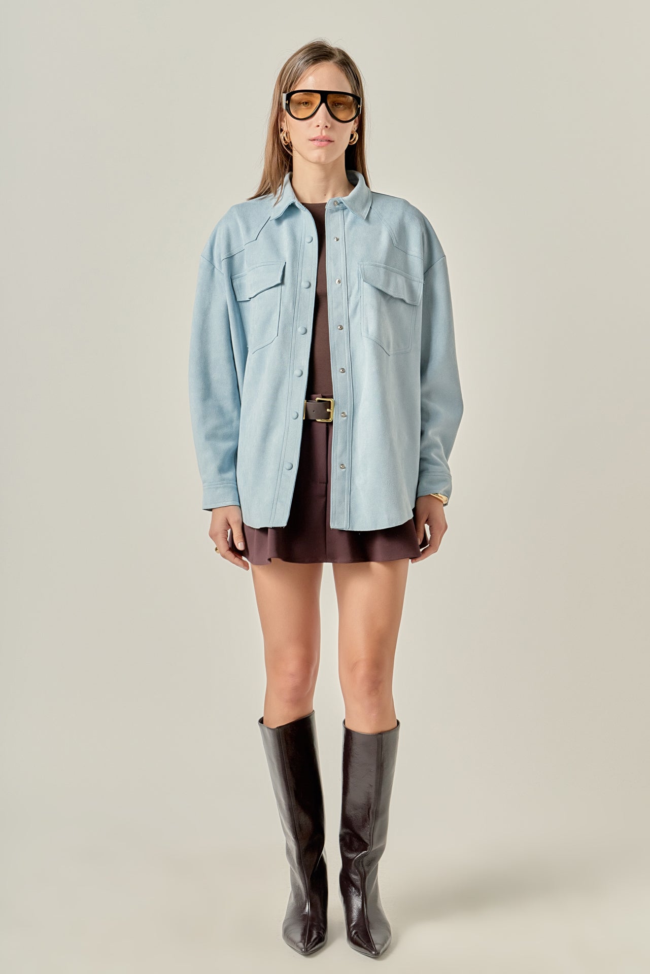 ENGLISH FACTORY - Faux Suede Oversized Shirts - BLOUSES available at Objectrare