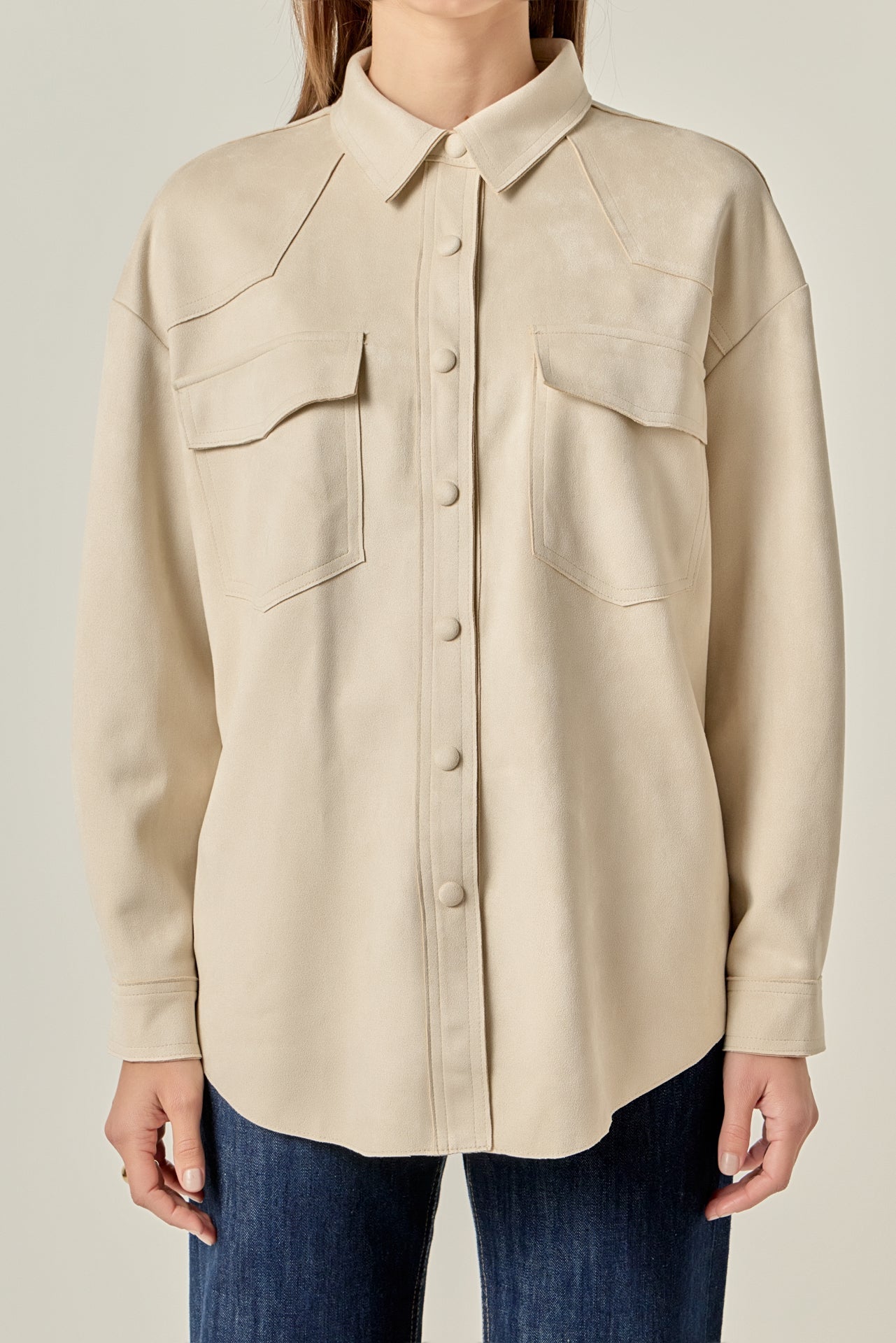 ENGLISH FACTORY - Faux Suede Oversized Shirts - BLOUSES available at Objectrare