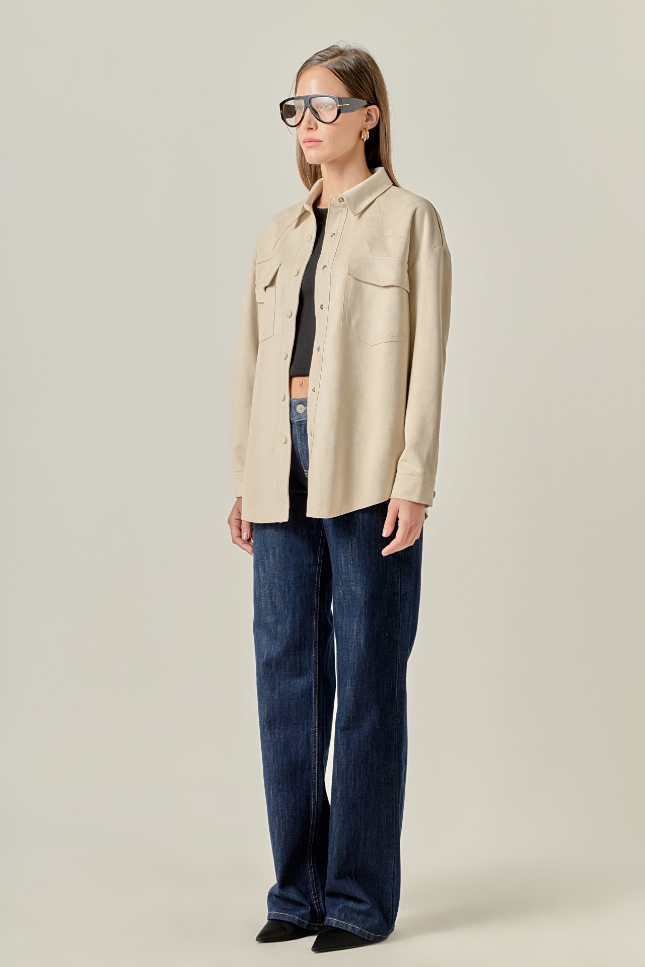 ENGLISH FACTORY - Faux Suede Oversized Shirts - BLOUSES available at Objectrare