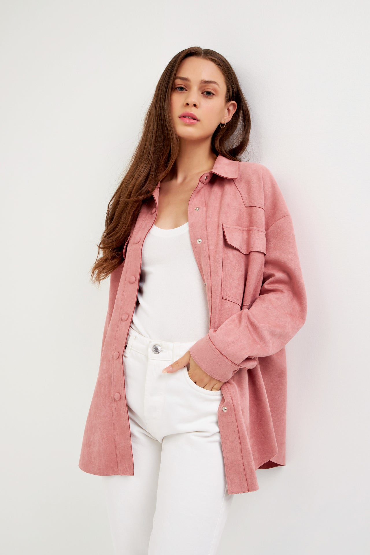 ENGLISH FACTORY - Faux Suede Oversized Shirts - BLOUSES available at Objectrare