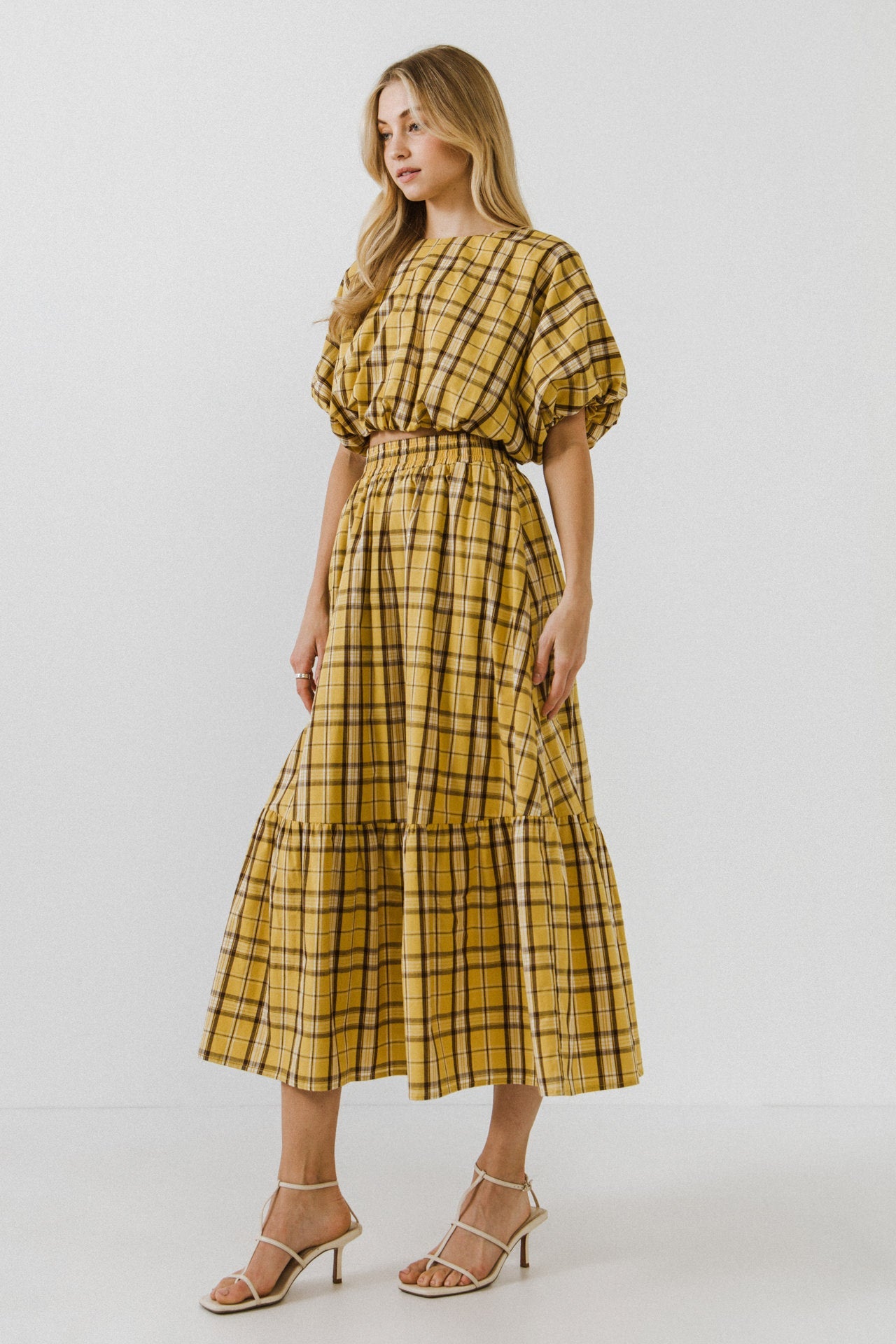 ENGLISH FACTORY - Plaid Voluminous Cropped Top - TOPS available at Objectrare
