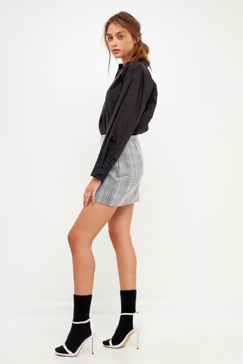 GREY LAB - Sequins Plaid Mini Skirt - SKIRTS available at Objectrare