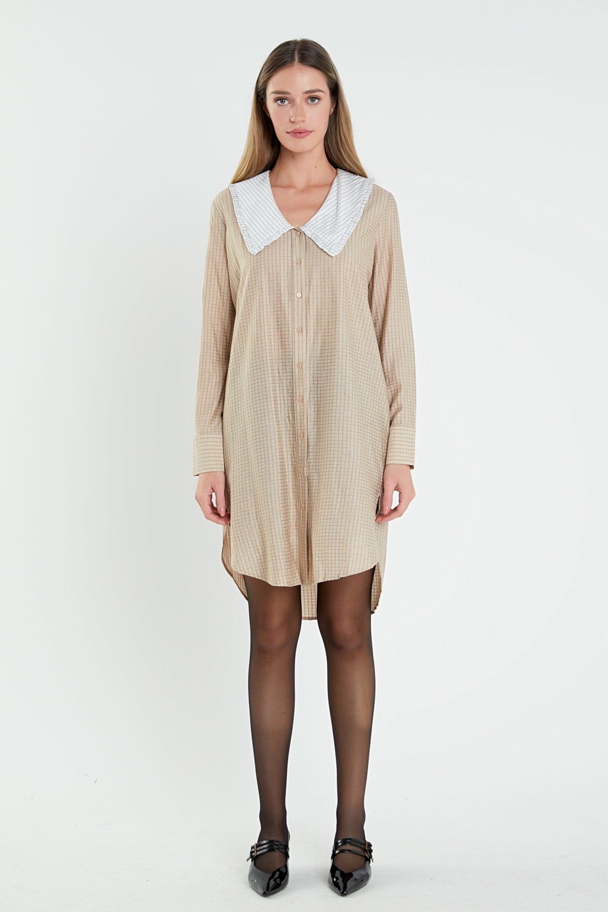 ENGLISH FACTORY - Shirts Dress with Contrast Collar - DRESSES available at Objectrare