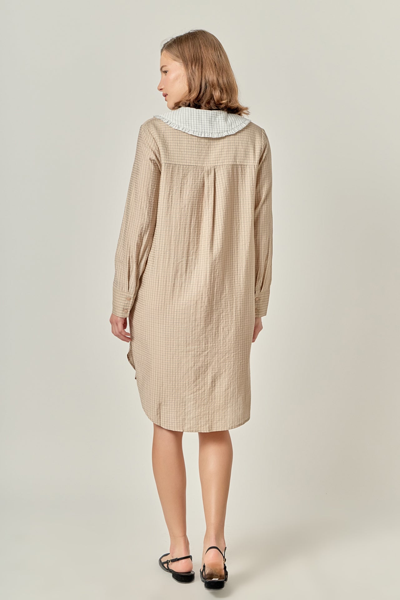 ENGLISH FACTORY - Shirt Dress with Contrast Collar - DRESSES available at Objectrare