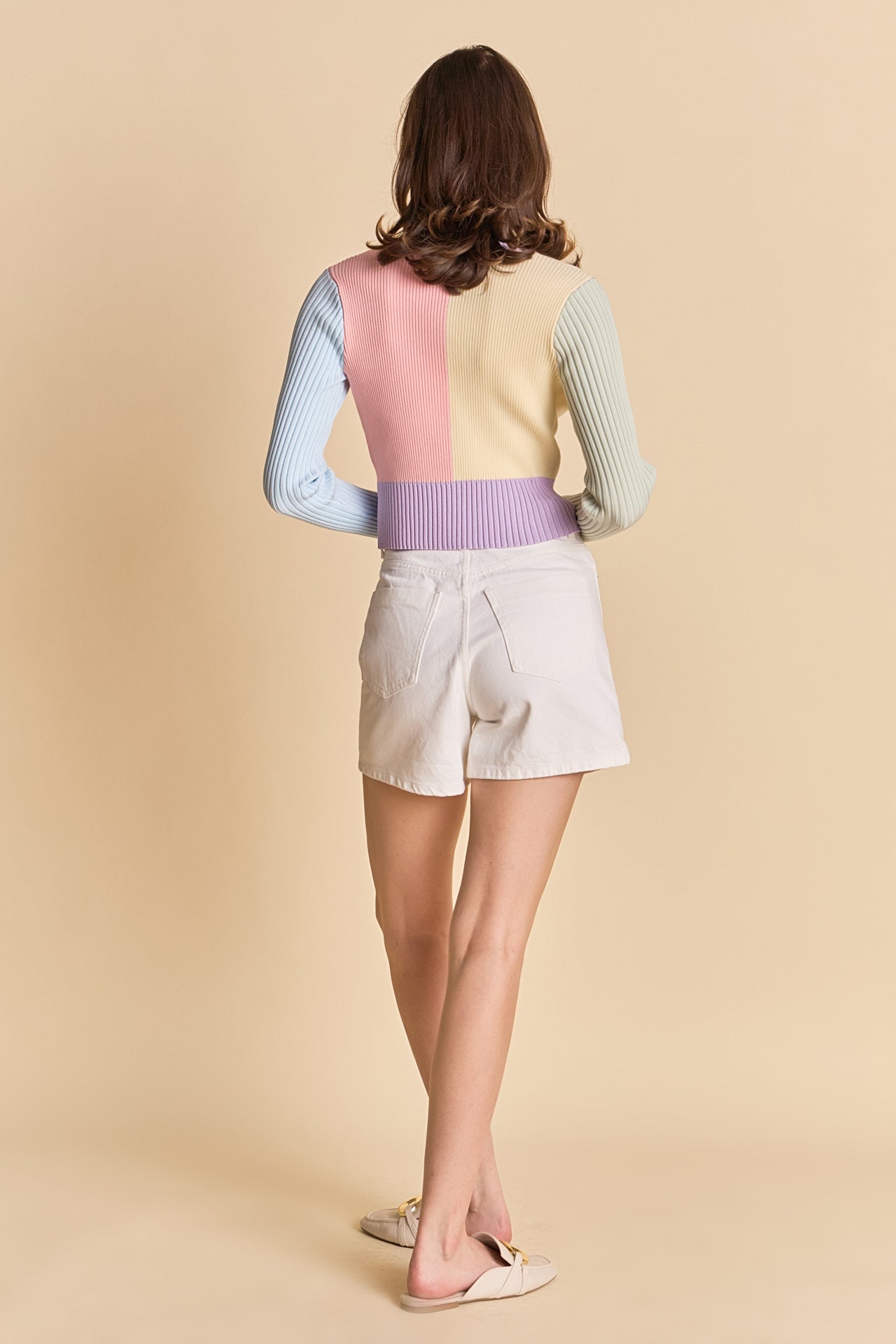 Color Blocked Knit Cardigan
