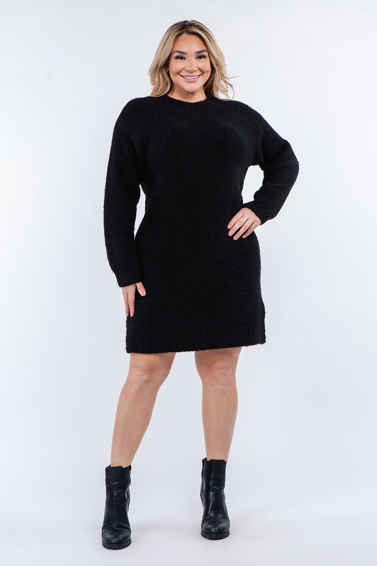 Plus Size Cozy Roundneck Sweater Dress