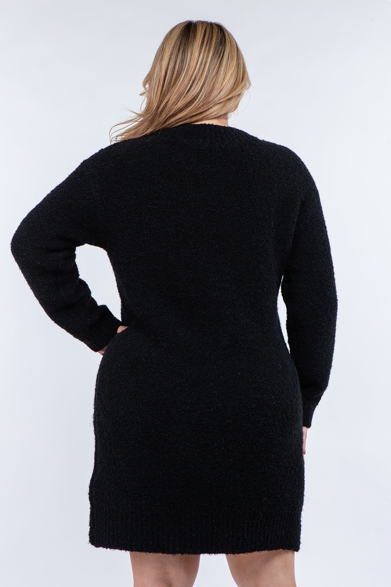 Plus Size Cozy Roundneck Sweater Dress