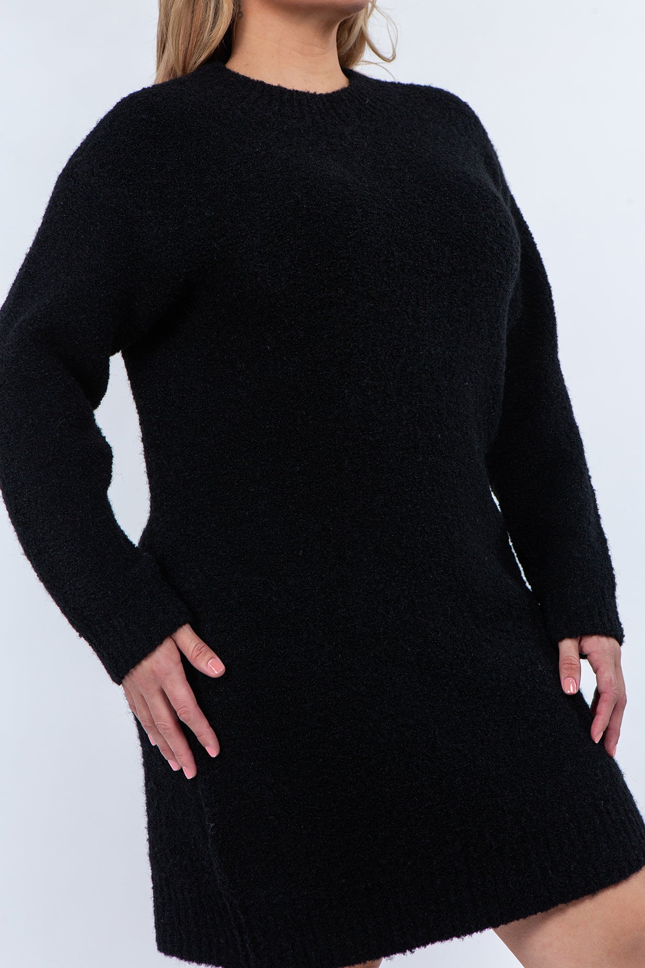 Plus Size Cozy Roundneck Sweater Dress