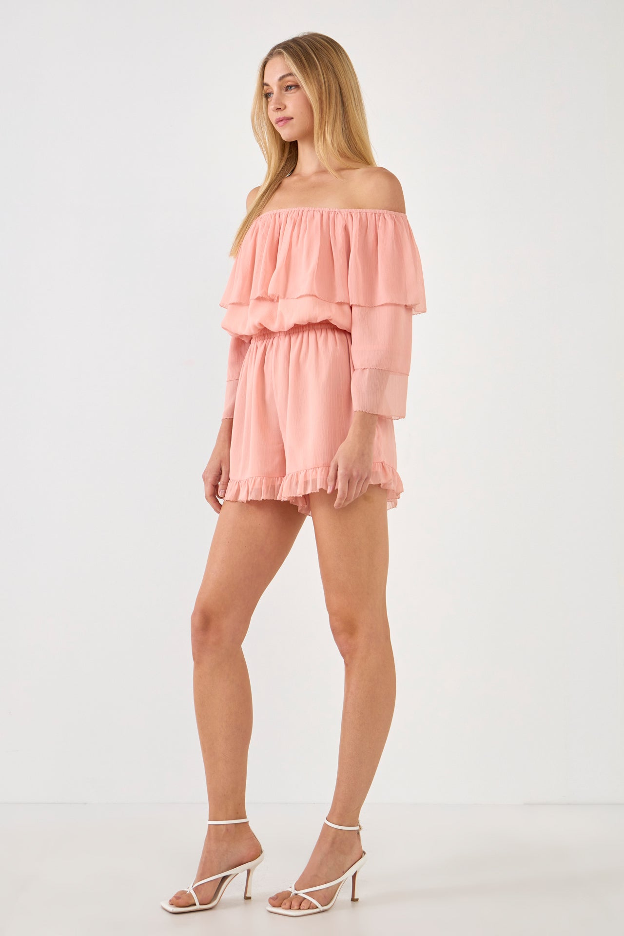 ENDLESS ROSE - Off-shouldered Romper with Stitch Detail - ROMPERS available at Objectrare