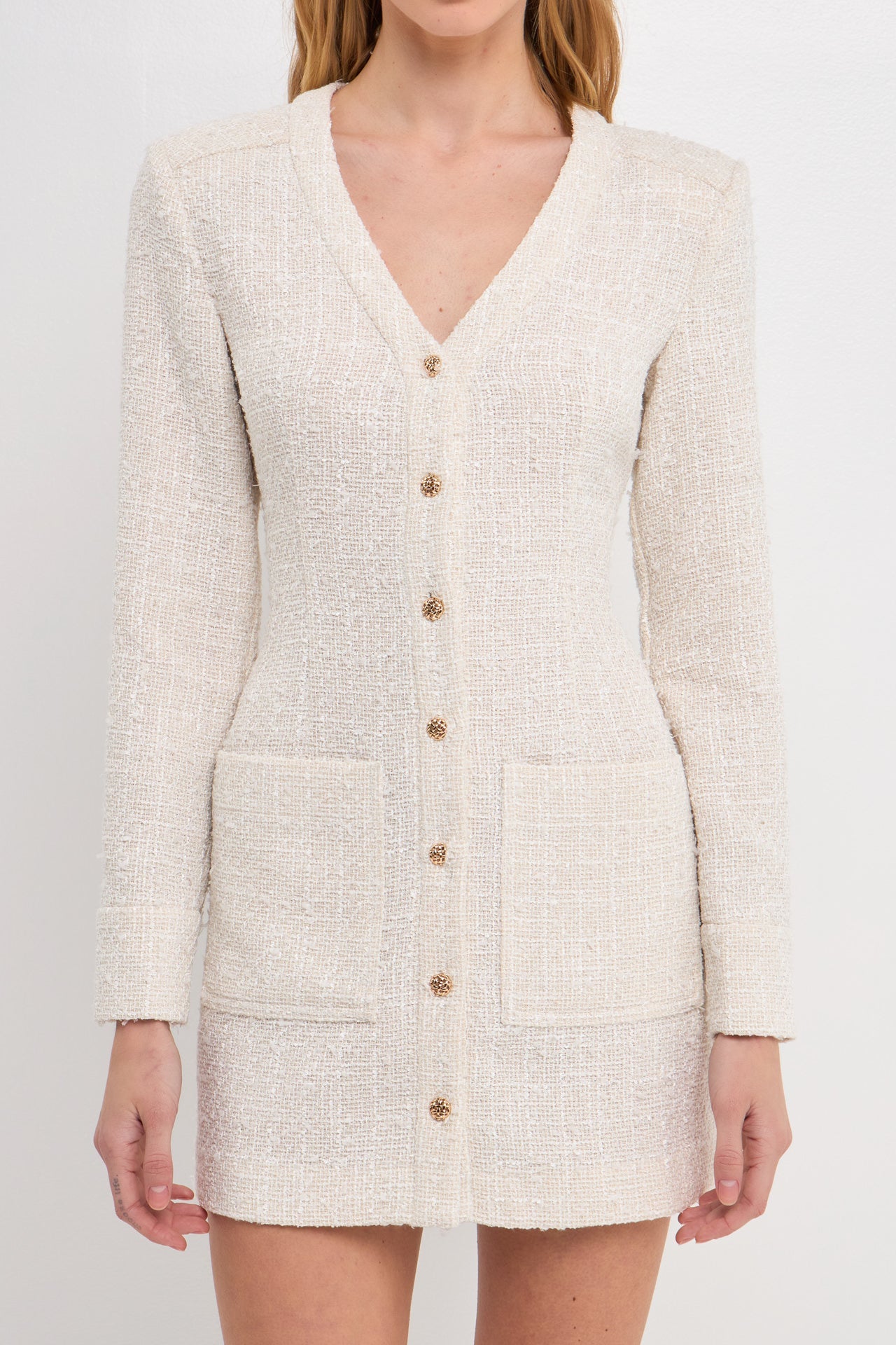 ENDLESS ROSE - Textured Button Down Dress - DRESSES available at Objectrare