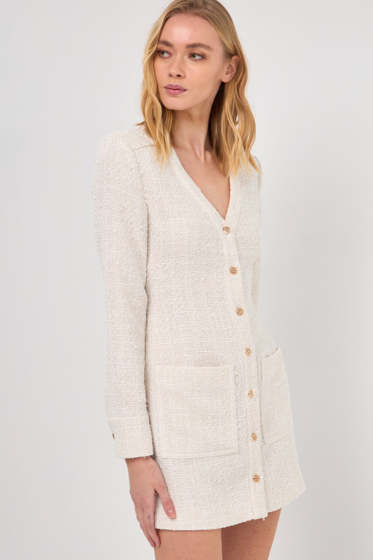 ENDLESS ROSE - Textured Button Down Dress - DRESSES available at Objectrare