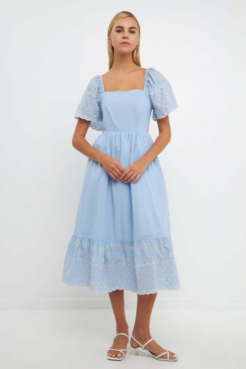 ENGLISH FACTORY - Embroidered Midi with Scalloped Hem - DRESSES available at Objectrare