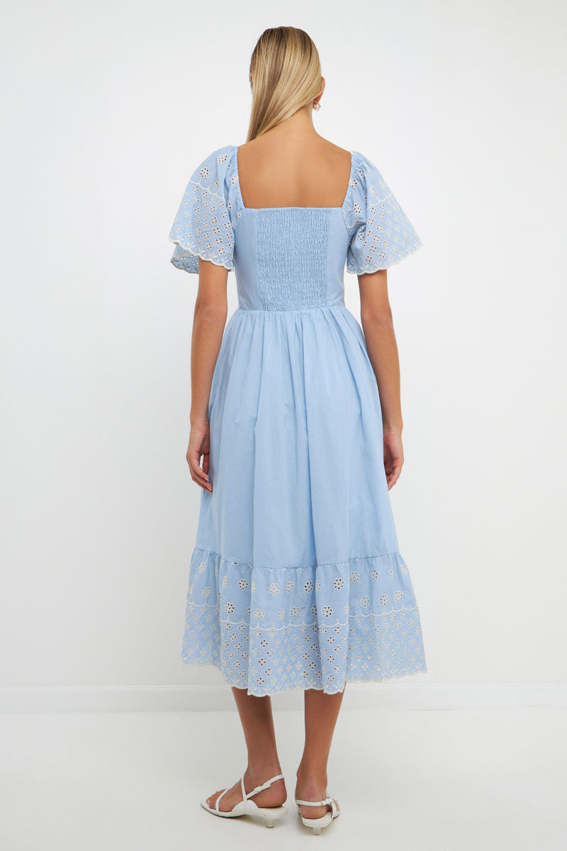 ENGLISH FACTORY - Embroidered Midi with Scalloped Hem - DRESSES available at Objectrare