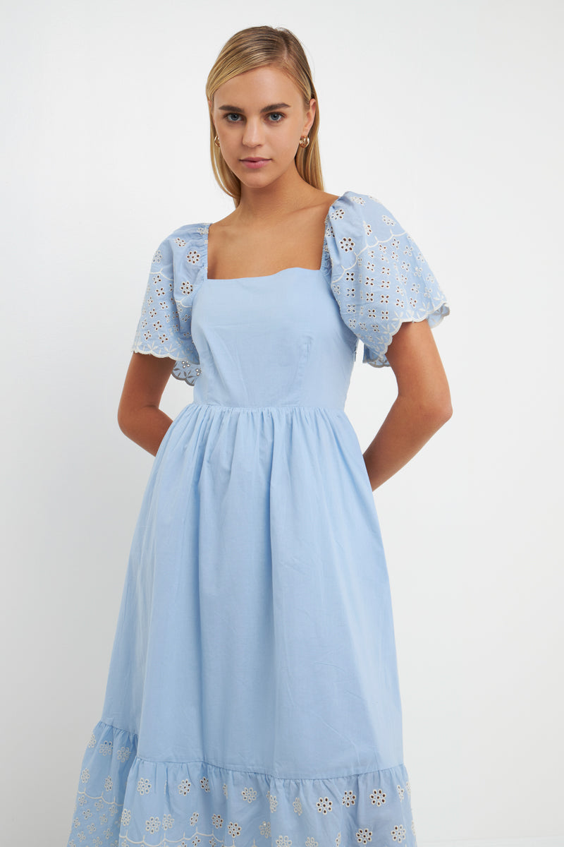 ENGLISH FACTORY - Embroidered Midi with Scalloped Hem - DRESSES available at Objectrare
