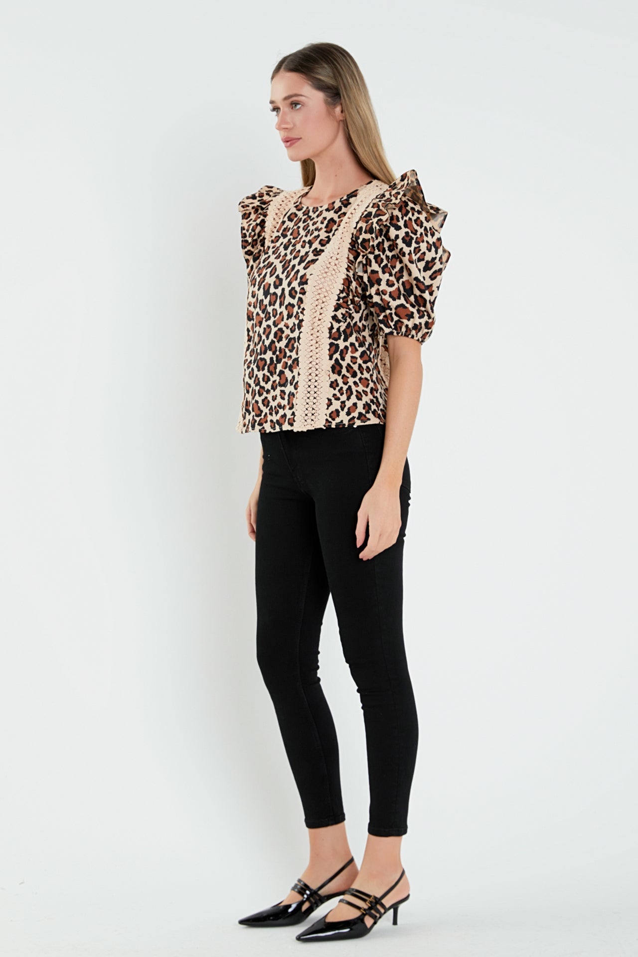 ENGLISH FACTORY - Leopard Lace Inserted Top - TOPS available at Objectrare