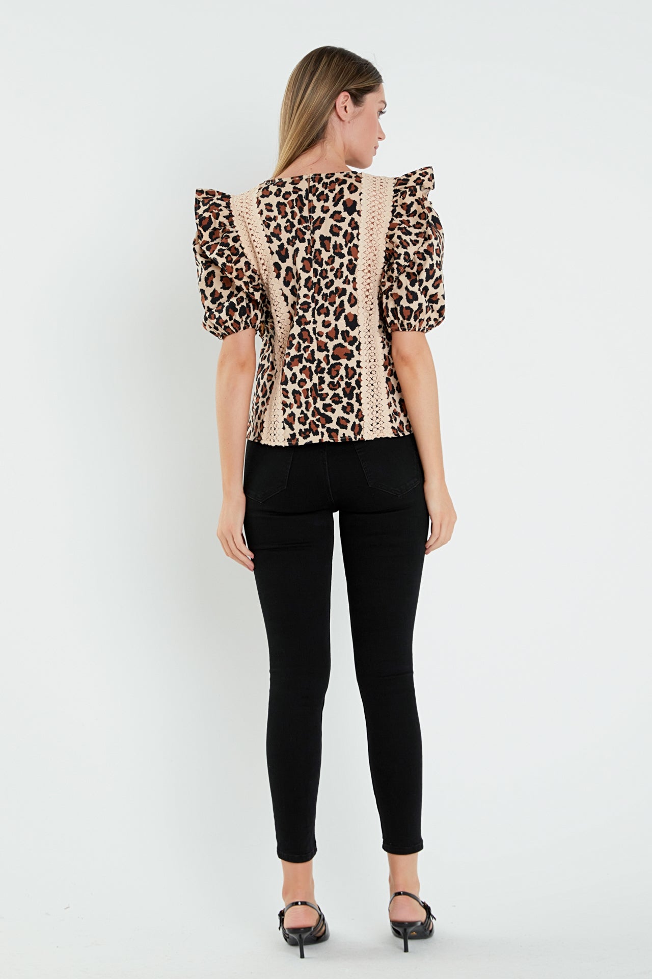 ENGLISH FACTORY - Leopard Lace Inserted Top - TOPS available at Objectrare