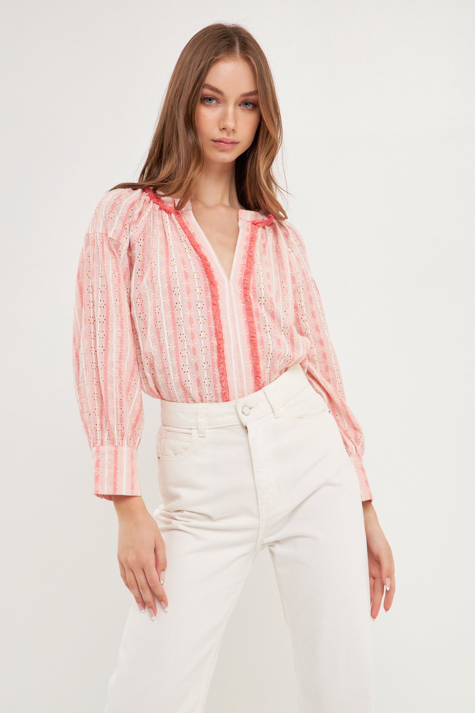 FREE THE ROSES - Striped Embroidered Tunic - TOPS available at Objectrare