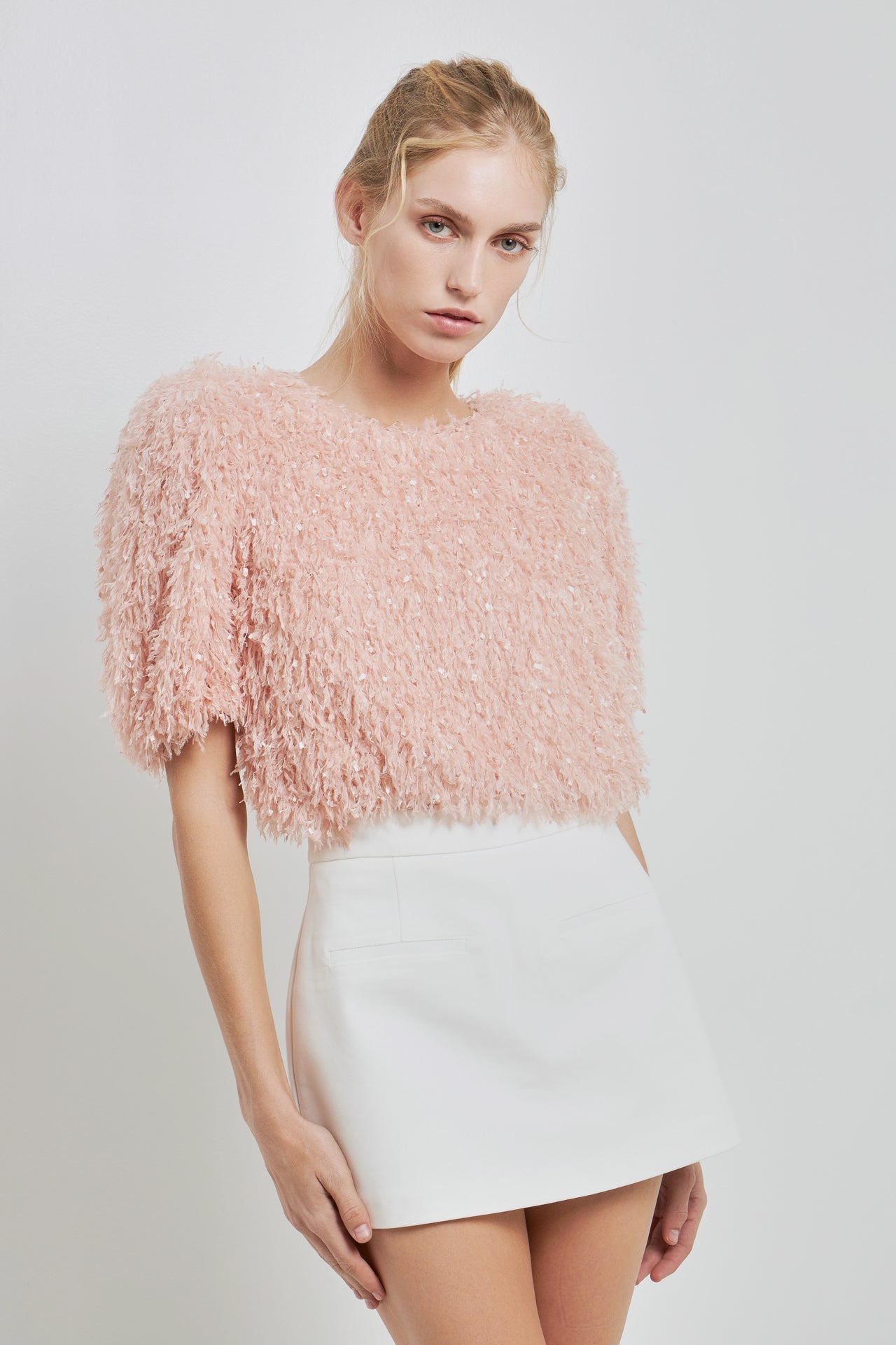 ENGLISH FACTORY - Fuzzy Feather Top - TOPS available at Objectrare