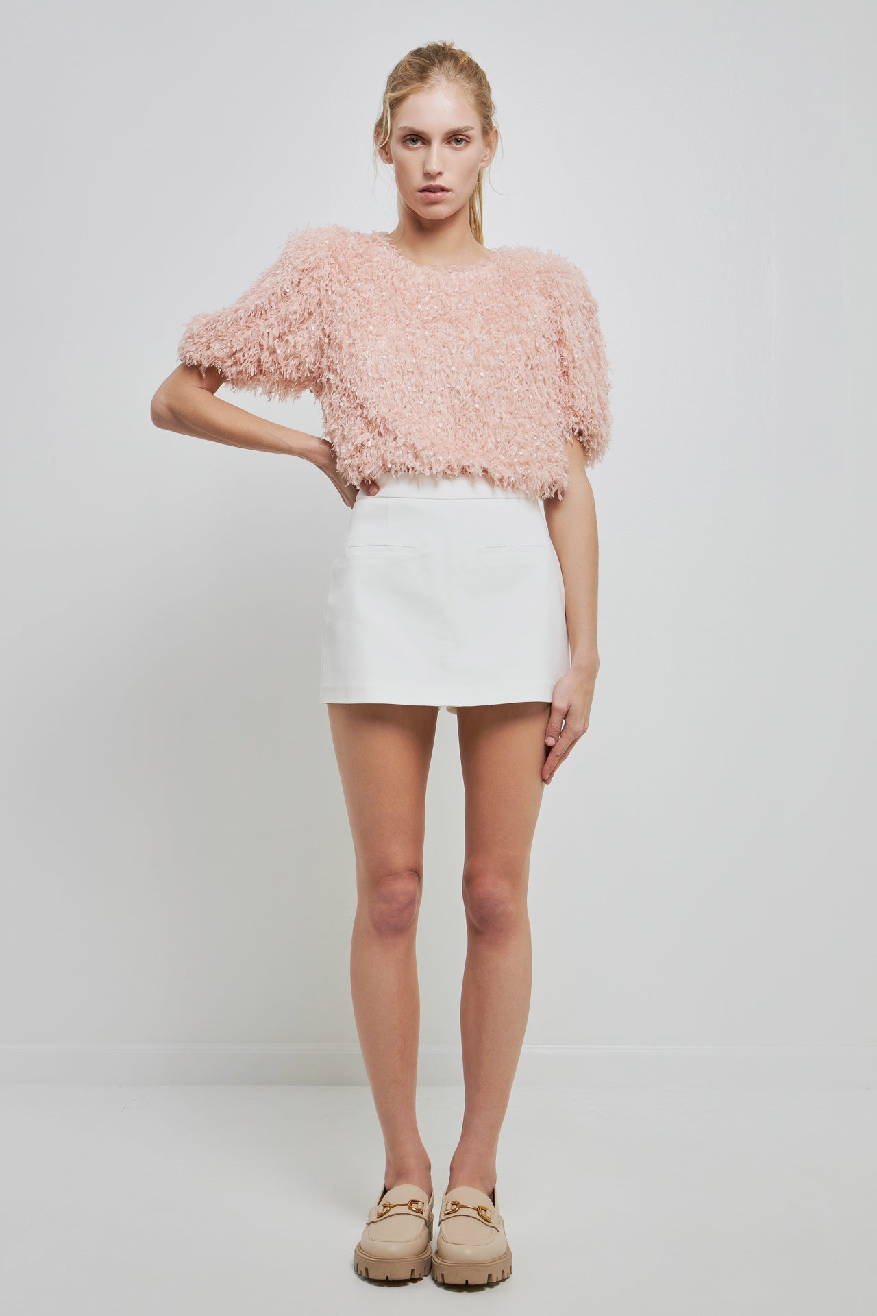 ENGLISH FACTORY - Fuzzy Feather Top - TOPS available at Objectrare