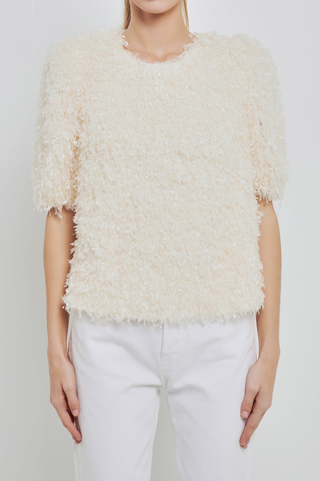 ENGLISH FACTORY - Fuzzy Feather Top - TOPS available at Objectrare
