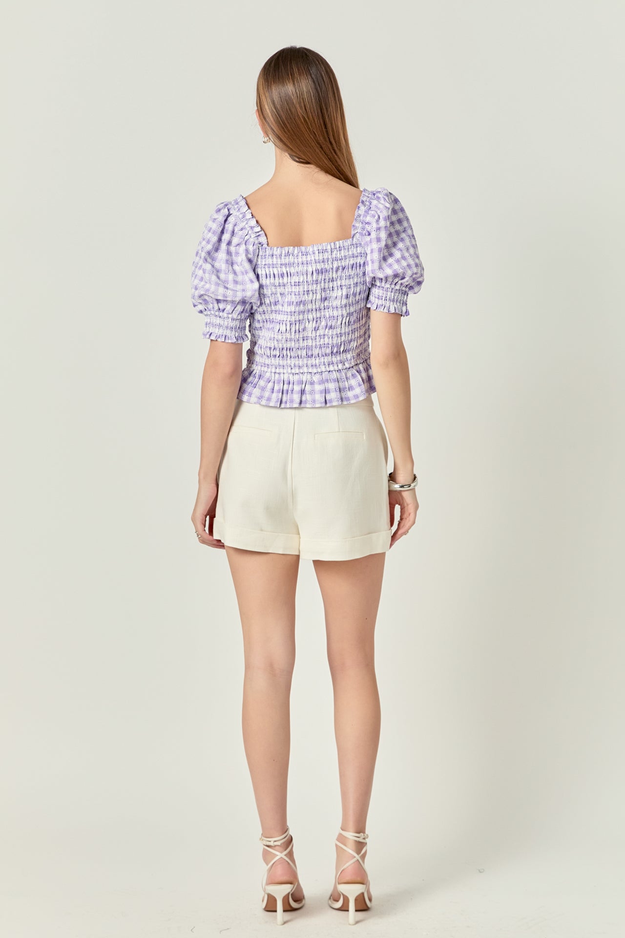 ENGLISH FACTORY - Women's Woven Square Neck Gingham Blouse - TOPS available at Objectrare