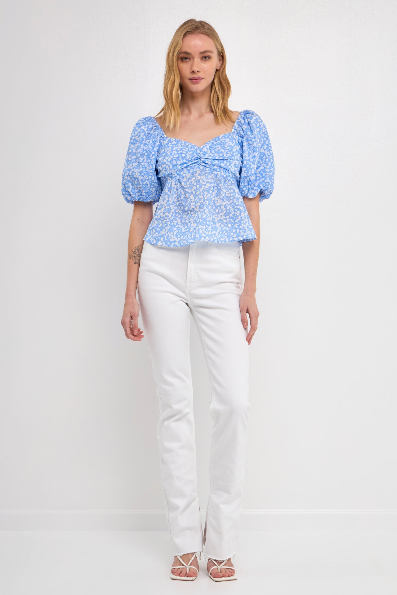 Floral Print Top with Tied Back Detail