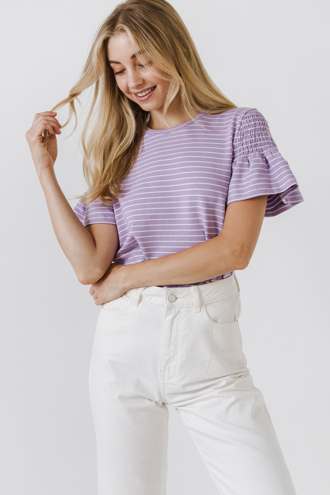 ENGLISH FACTORY - Smocked Stripe Top - TOPS available at Objectrare
