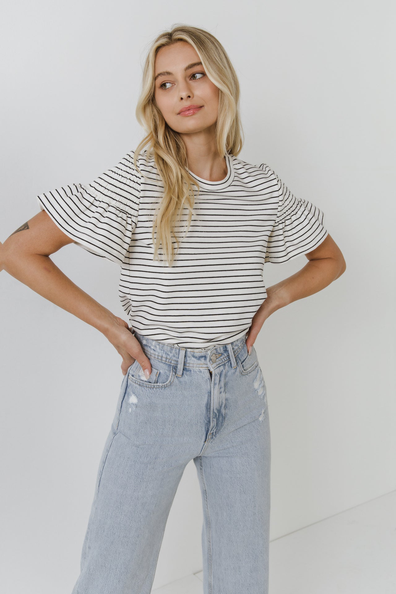 ENGLISH FACTORY - Smocked Stripe Top - TOPS available at Objectrare