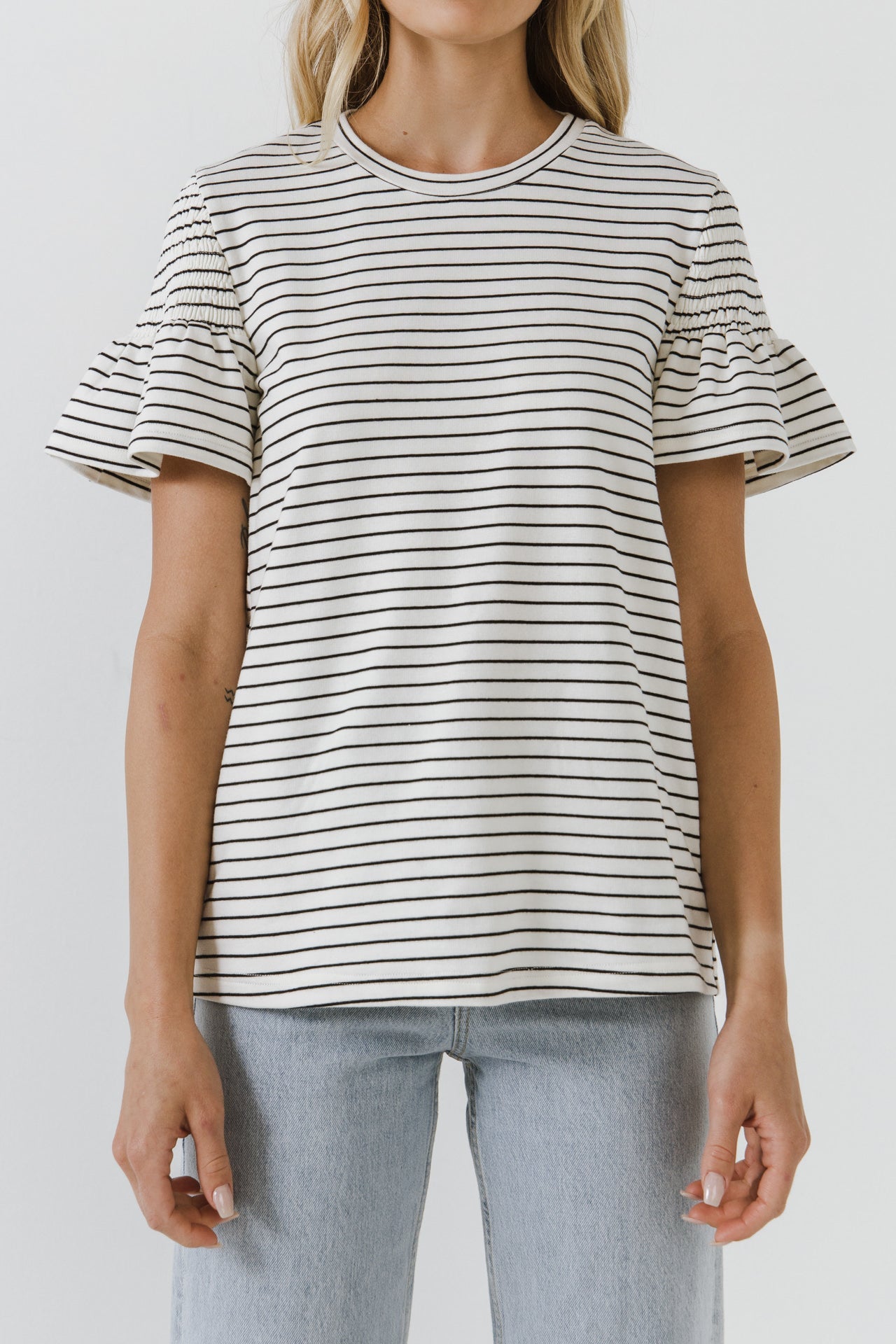 ENGLISH FACTORY - Smocked Stripe Top - TOPS available at Objectrare