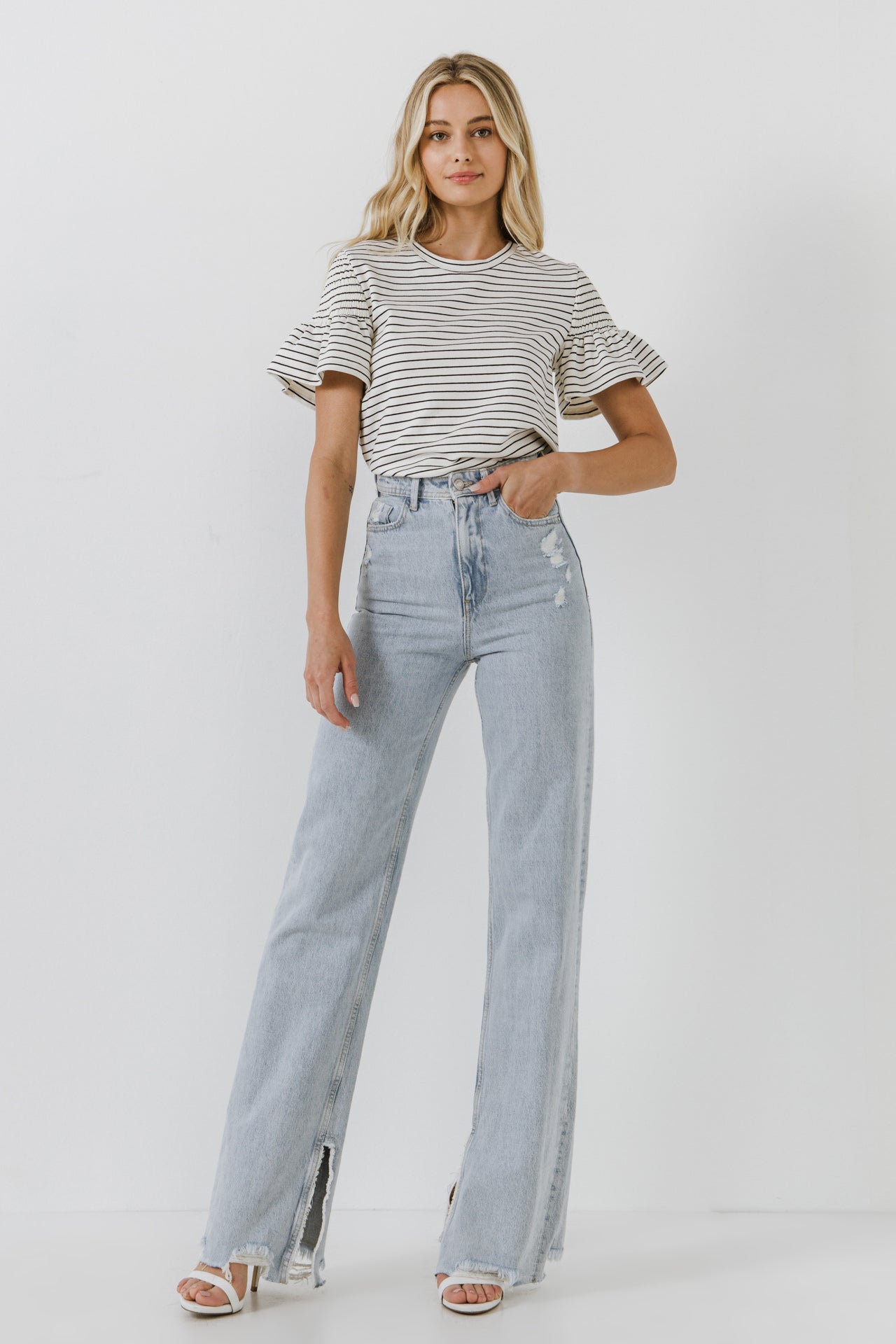 ENGLISH FACTORY - Smocked Stripe Top - TOPS available at Objectrare