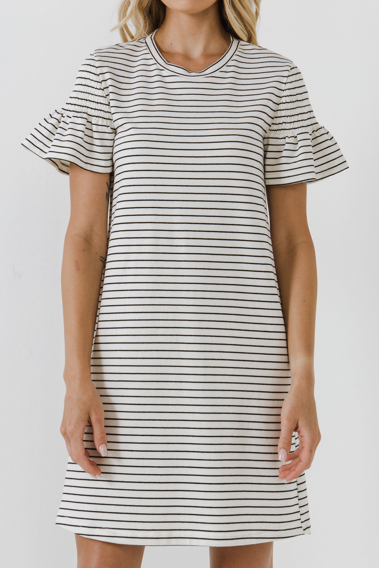 ENGLISH FACTORY - Smocked Striped Mini Dress - DRESSES available at Objectrare