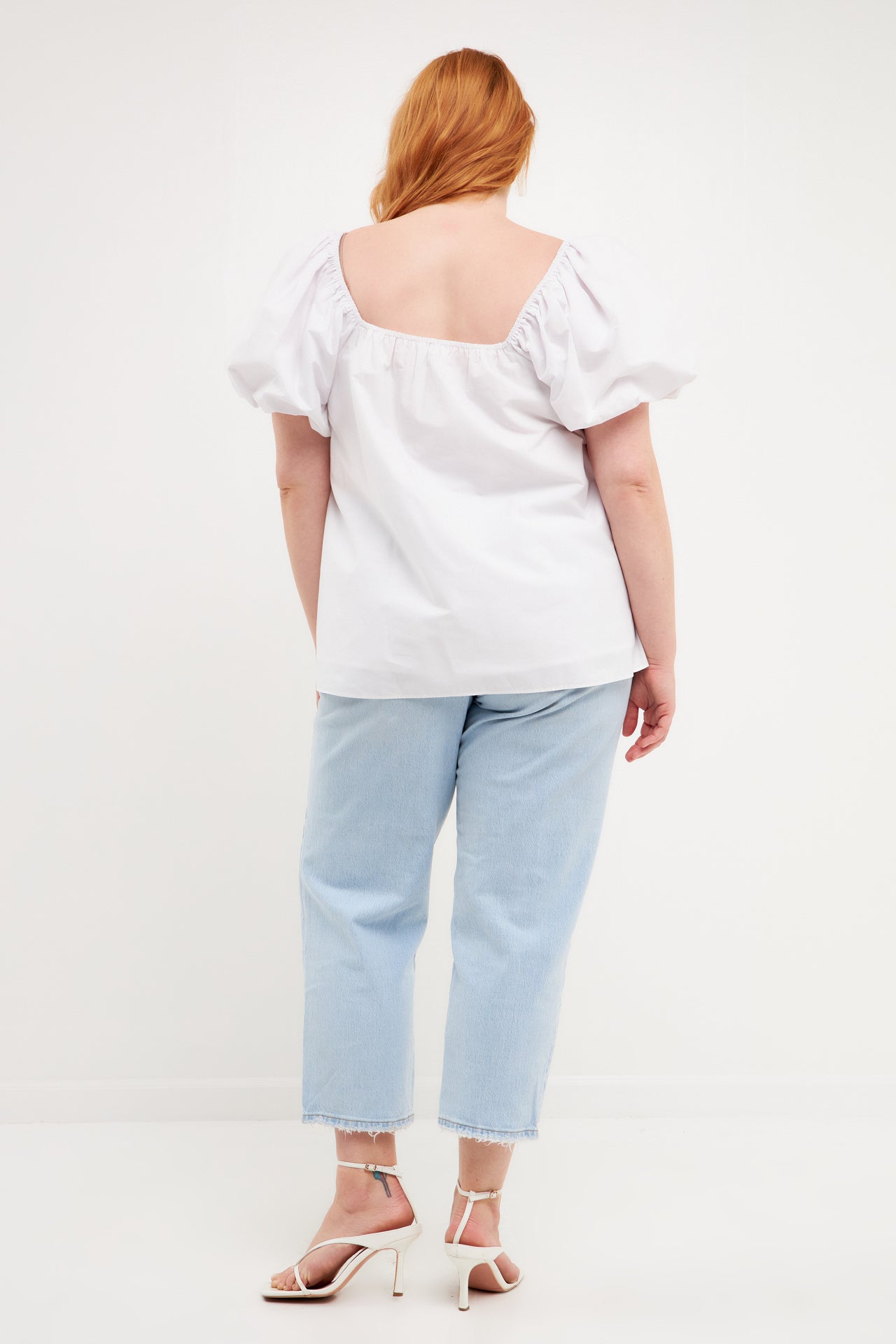Plus Size Knotted Top with Balloon Sleeves